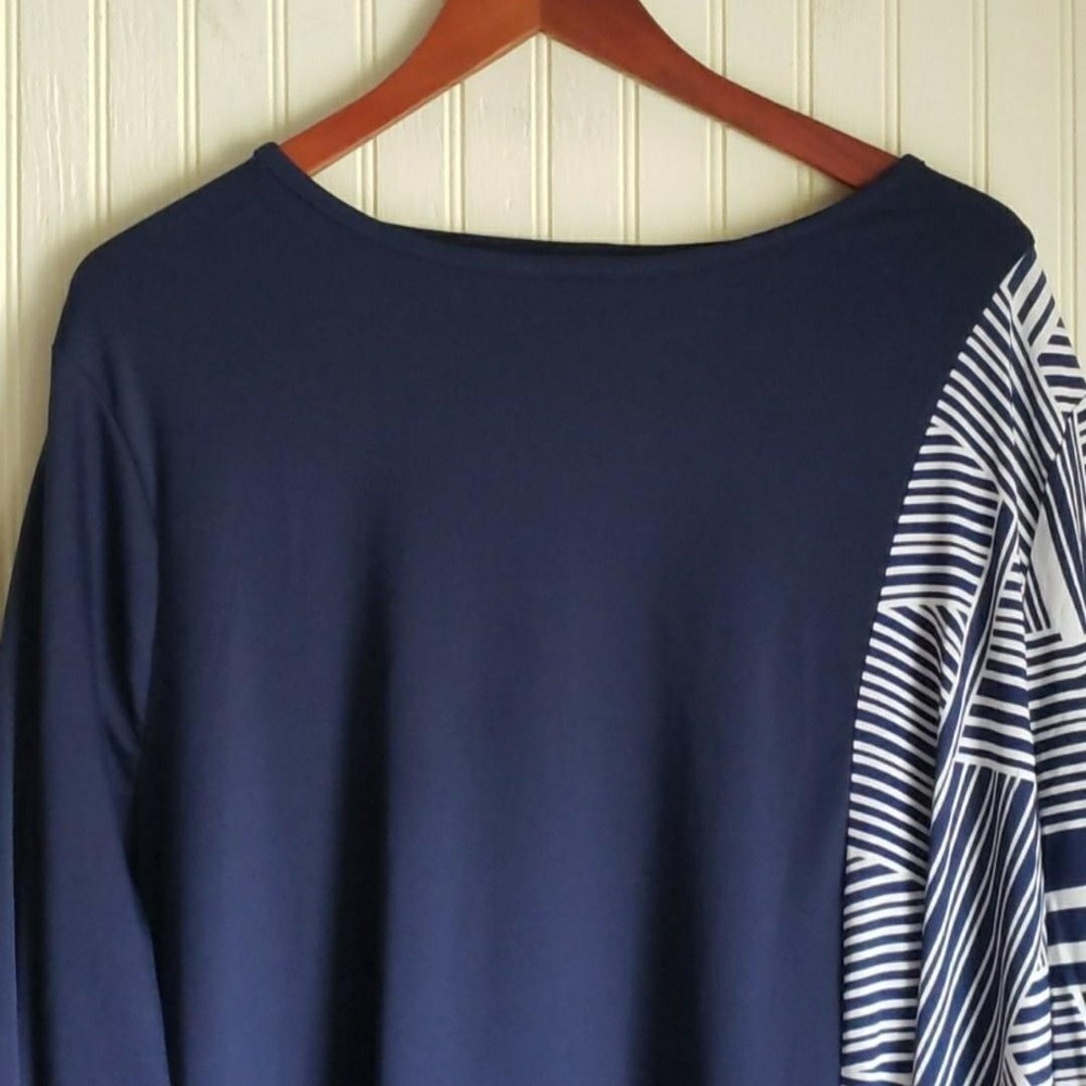 SheIn Curve Dress Womens 4XL Blue Geometric Long‎ Sleeve Boat Neck Kaftan Maxi